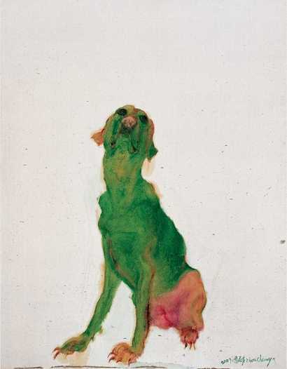 周春芽 2003年作 绿色狗 No. 5